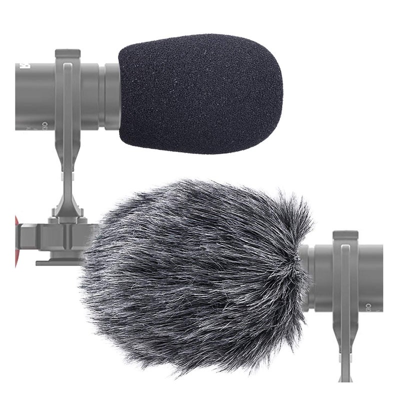 SUNMON Furry Windscreen Muff, Mic Pop Filter/Foam Wind Cover fits Rode VideoMicro Videomic Me-L Shotgun Microphone (2 PACK) - Image 1